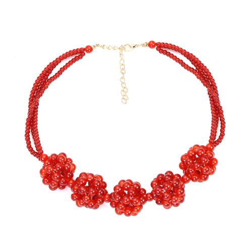 Granat Halskette, Zinklegierung, mit Granat, mit Verlängerungskettchen von 7cm, für Frau, rot, Länge:ca. 40 cm, verkauft von PC