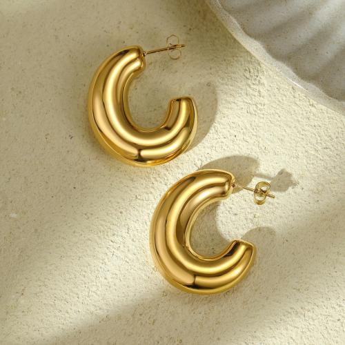 Edelstahl Stud Ohrring, 304 Edelstahl, plattiert, verschiedene Stile für Wahl & für Frau, goldfarben, verkauft von Paar
