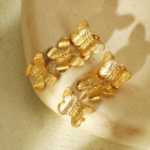 Edelstahl Tropfen Ohrring, 304 Edelstahl, mit Kunststoff Perlen, plattiert, verschiedene Stile für Wahl & für Frau, goldfarben, verkauft von Paar