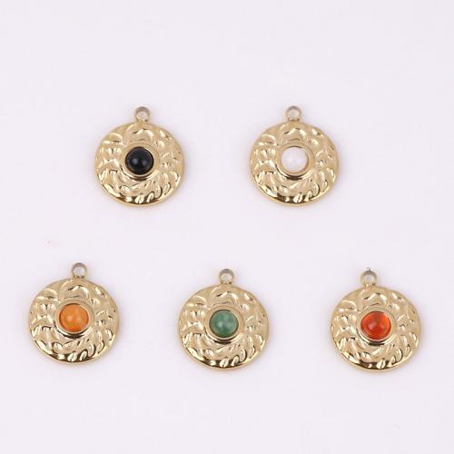 Stainless Steel Pendants, 316 Stainless Steel, with Natural Stone, Vacuum Ion Plating golden 