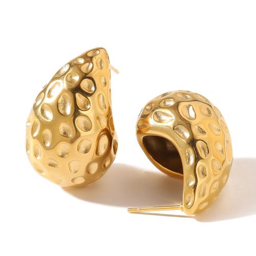 Edelstahl Stud Ohrring, 304 Edelstahl, 18K vergoldet, Modeschmuck & für Frau, goldfarben, 27x17.5mm, verkauft von Paar