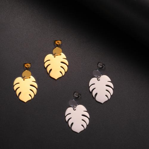 Stainless Steel Drop Earring, 304 Stainless Steel, Leaf, fashion jewelry & for woman 