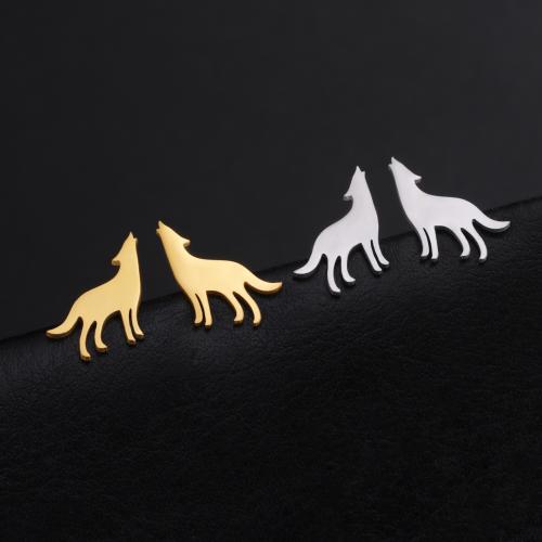 Stainless Steel Stud Earring, 304 Stainless Steel, Wolf, fashion jewelry & for woman 