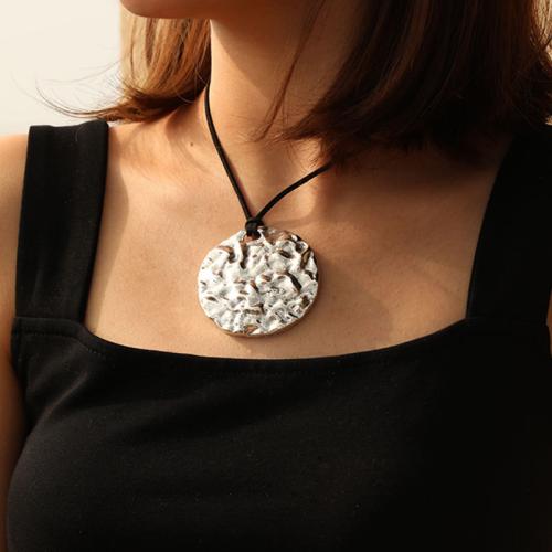 Zinc Alloy Necklace, with Wax Cord, plated, fashion jewelry silver color 