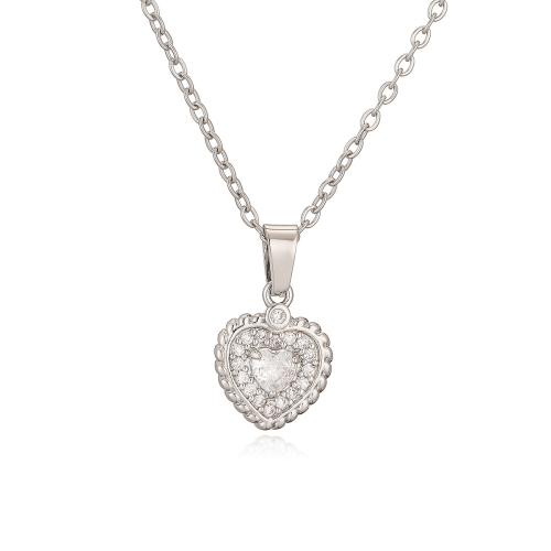 Cubic Zircon Micro Pave Brass Necklace, Heart, plated, micro pave cubic zirconia & for woman 