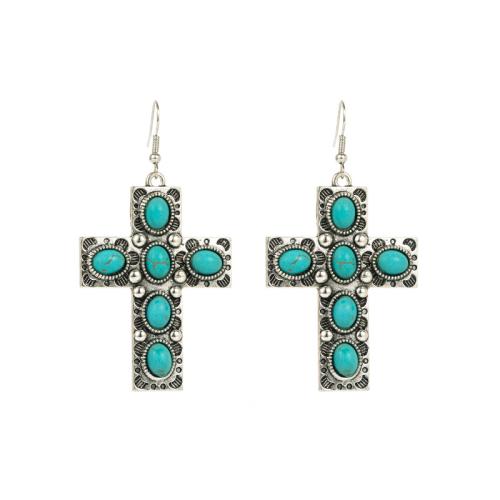 Turquoise Zinc Alloy Earring, with turquoise & for woman, green 