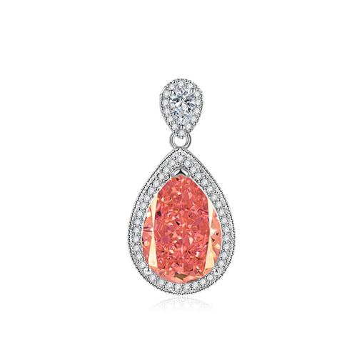 Cubic Zirconia Micro Pave Brass Pendant, plated, micro pave cubic zirconia & for woman, silver color 