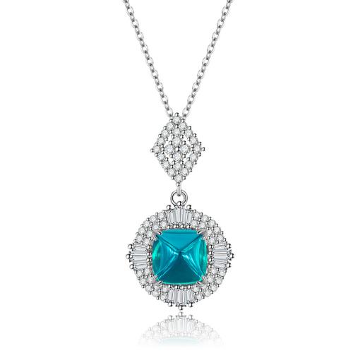 Cubic Zirconia Micro Pave Brass Jewelry Sets, with Gemstone, plated & micro pave cubic zirconia & for woman, silver color 