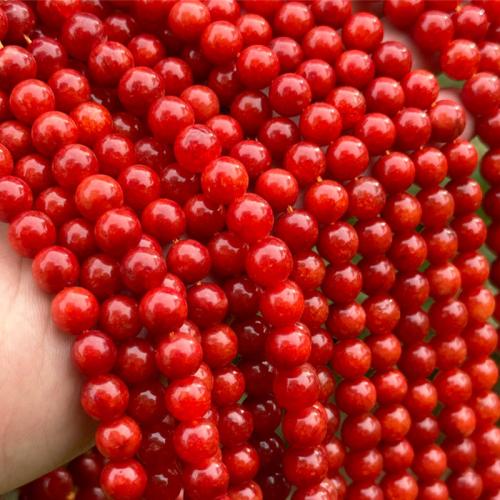 Gefärbte Jade Perlen, rund, DIY & verschiedene Größen vorhanden, rot, Länge:ca. 38 cm, verkauft von Strang