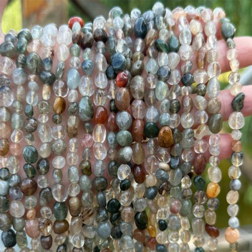 Perles Quartz rutile, pepite, DIY, multicolore, beads length 6-8mm Environ 38 cm, Vendu par brin