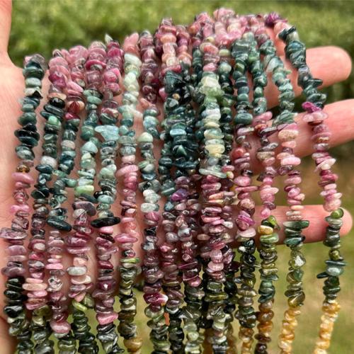 Perles de Tourmaline naturels, Irrégulière, DIY, multicolore, beads length 5-8mm Environ 37 cm, Vendu par brin