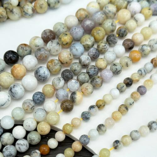 Einzelne Edelstein Perlen, Weßer Opal, rund, DIY & verschiedene Größen vorhanden, Länge:ca. 38 cm, verkauft von Strang