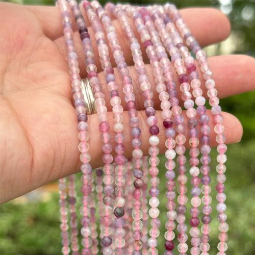 Natürlicher Turmalin Perlen, Plum Blossom Tourmalin, rund, DIY & verschiedene Größen vorhanden & facettierte, Länge:ca. 38 cm, verkauft von Strang