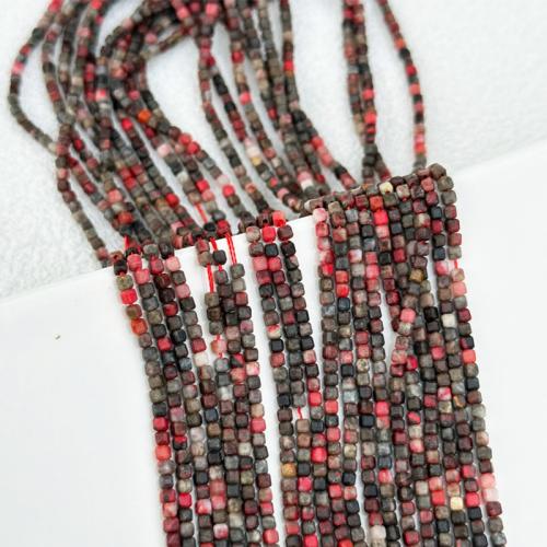 Zinnober Perlen, Cinnabaris, Quadrat, DIY, beads length  2-2.5mm, Länge:ca. 38 cm, verkauft von Strang