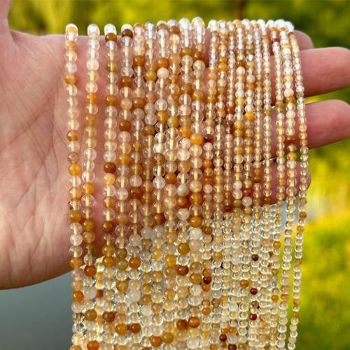 Goldener Heilquarz Perle, rund, DIY & verschiedene Größen vorhanden, Länge:ca. 38 cm, verkauft von Strang[