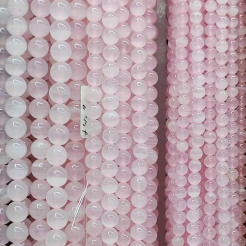 Бусины из одного камня, кальцит, Круглая, DIY & разный размер для выбора, розовый, длина:Приблизительно 39 см, продается Strand
