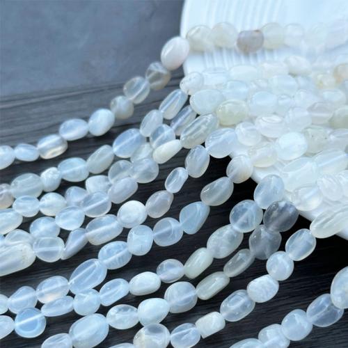 Mondstein Perlen, Klumpen, DIY, weiß, beads length 6-8mm, Länge:ca. 39 cm, verkauft von Strang[