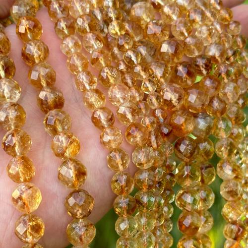 Citrin Naturperlen, Gelbquarz Perlen, DIY & verschiedene Größen vorhanden & facettierte, Länge:ca. 38 cm, verkauft von Strang
