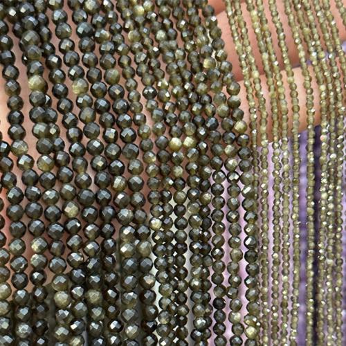 Perles de pierre gemme unique, or Obsidian, DIY & normes différentes pour le choix & facettes Environ 38 cm, Vendu par brin