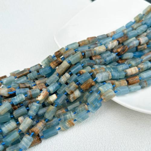 Einzelne Edelstein Perlen, Calcit, DIY, blau, beads length 8-12mm, Länge:ca. 38 cm, ca. 23PCs/Strang, verkauft von Strang