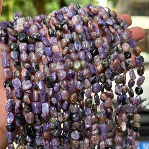 Perles naturelles Charoïte, pepite, DIY, beads length 6-9mm Environ 38 cm, Vendu par brin