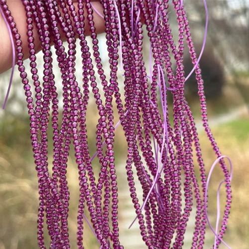 Abalorios De Granate Natural, Esférico, Bricolaje, Púrpura, beads length 3-3.5mm, longitud:aproximado 45-50 cm, Vendido por Sarta
