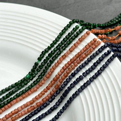 Einzelne Edelstein Perlen, Quadrat, DIY & verschiedenen Materialien für die Wahl, 2mm, Länge:ca. 39 cm, verkauft von Strang