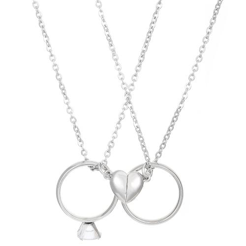 collier de Couple en alliage Zinc , alliage de zinc, avec 5cm chaînes de rallonge, bijoux de mode & pour femme, plus de couleurs à choisir Environ 44 cm, Vendu par paire[