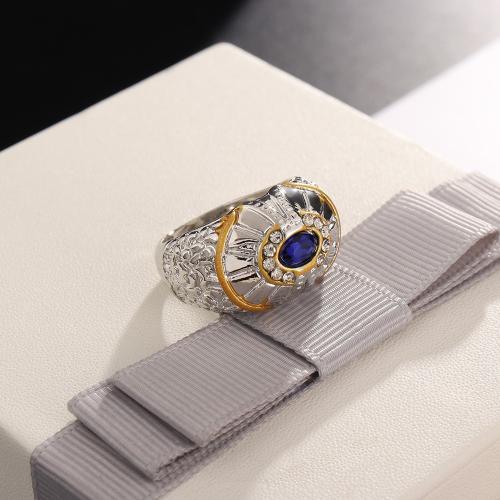 Anneau de diamant d'alliage de zinc sans nickel, bijoux de mode & pour homme & avec strass Vendu par PC