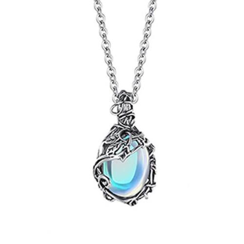 Ожерелье цинкового сплава , цинковый сплав, с Лунный камень, ювелирные изделия моды & Женский, длина:Приблизительно 50 см, продается PC