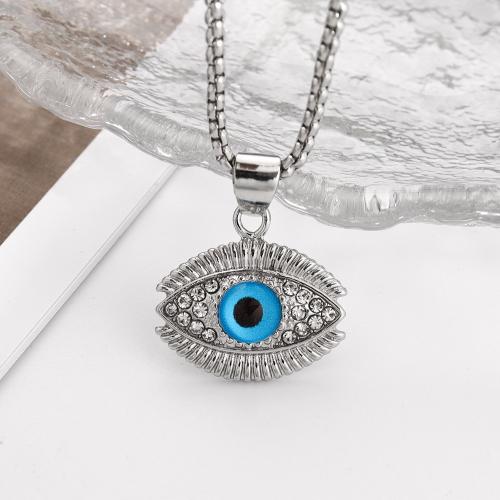 Collier Evil Eye bijoux, alliage de zinc, bijoux de mode & unisexe & avec strass, plus de couleurs à choisir Environ 60 cm, Vendu par PC