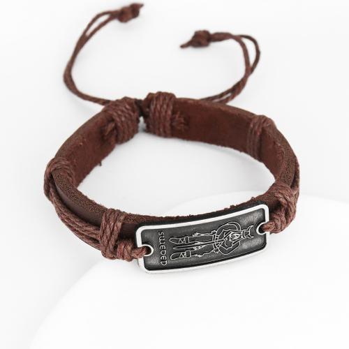 bracelet de cordon en PU , alliage de zinc, avec cuir PU, bijoux de mode & pour homme, plus de couleurs à choisir Environ 17 cm, Vendu par PC