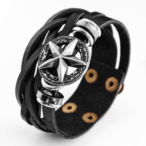 bracelet de cordon en PU , alliage de zinc, avec cuir PU, bijoux de mode & pour homme, plus de couleurs à choisir Environ 26 cm, Vendu par PC