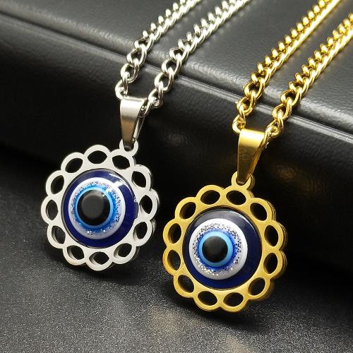 Evil Eye Jewelry Necklace, 304 Stainless Steel, fashion jewelry & Unisex Approx 60 cm 