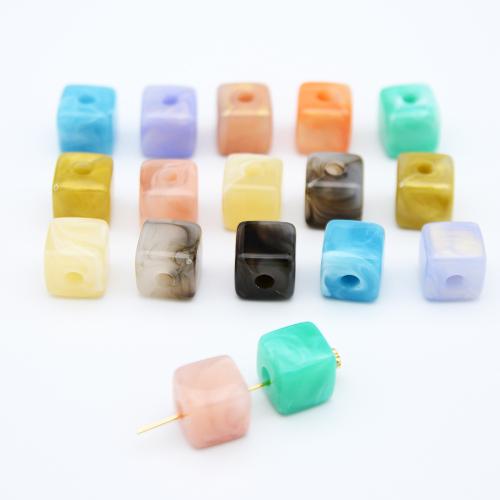 Acryl Schmuck Perlen, Würfel, DIY, gemischte Farben, 12mm, Bohrung:ca. 4mm, 20PCs/Tasche, verkauft von Tasche
