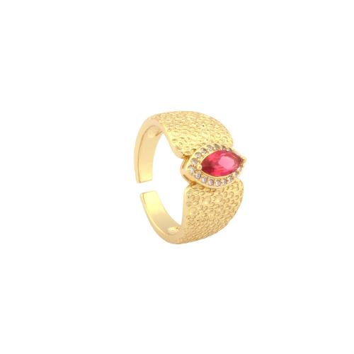Цирконий Micro Pave Латунь палец кольцо, плакирован золотом, Регулируемый & ювелирные изделия моды & разный размер для выбора & инкрустированное микро кубического циркония & Женский, Много цветов для выбора, внутренний диаметр:Приблизительно 17mm, продается PC
