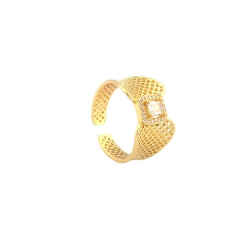 Zircon pavent l'anneau en laiton de doigt, Placage de couleur d'or, Réglable & bijoux de mode & normes différentes pour le choix & pavé de micro zircon & pour femme, plus de couleurs à choisir, Diamètre inté Environ 17mm, Vendu par PC