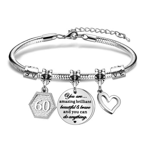 Stainless Steel Charm Bracelet, 304 Stainless Steel, polished & for woman, original color Approx 16 cm 