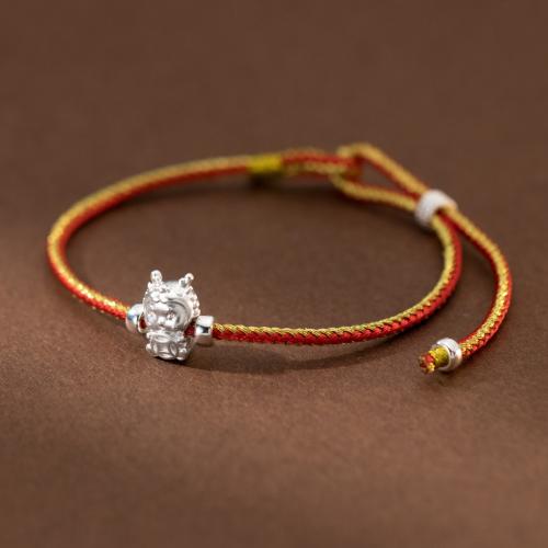 argent sterling 925 bracelet, avec corde de coton, dragon, styles différents pour le choix & pour femme Environ 7.9 pouce, Vendu par PC[
