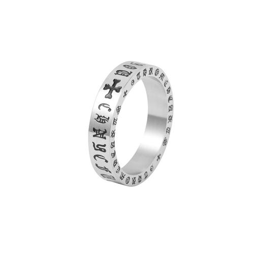 Partículas de acero anillo, chapado, unisexo & diverso tamaño para la opción & con el patrón de la letra, más colores para la opción, tamaño:6-12, Vendido por UD