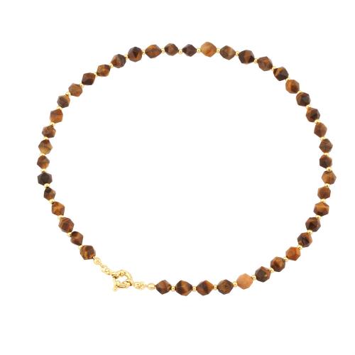 Gemstone Necklaces, Natural Stone, with Brass, gold color plated, fashion jewelry & for woman Approx 45 cm 