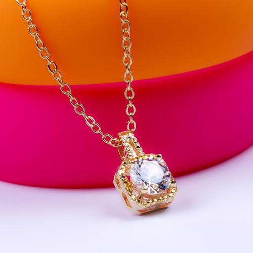 Rhinestone Zinc Alloy Necklace, with 10CM extender chain, Square, gold color plated, for woman & with rhinestone cm 