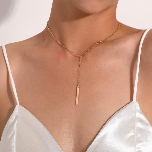 Zink Legierung Halskette, Zinklegierung, mit Verlängerungskettchen von 5CM, Quadrat, plattiert, für Frau, keine, verkauft von PC