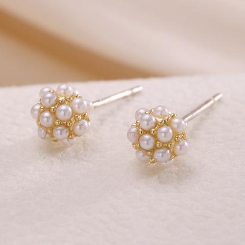 Plastic Pearl Zinc Alloy Earring, with Plastic Pearl, fashion jewelry & for woman, gold 