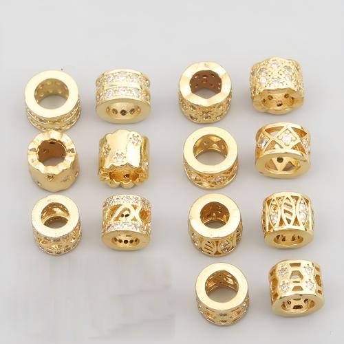 Brass Spacer Beads, plated, DIY & micro pave cubic zirconia, golden 
