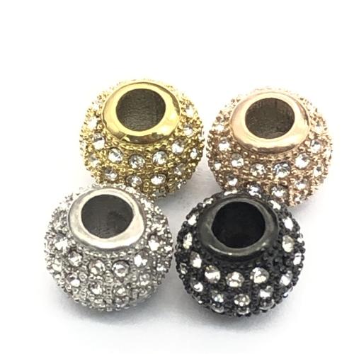 Stainless Steel Beads, 304 Stainless Steel, DIY & micro pave cubic zirconia Approx 3mm 