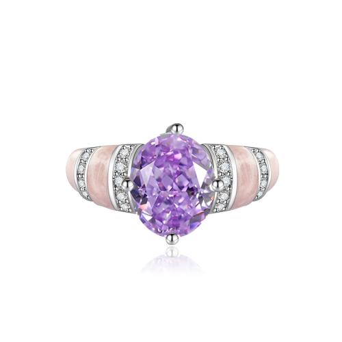 Zircon pavent l'anneau en laiton de doigt, avec Huître perlière & pierre gemme, Placage, pavé de micro zircon & pour femme & autocollant époxyde, plus de couleurs à choisir, Vendu par PC