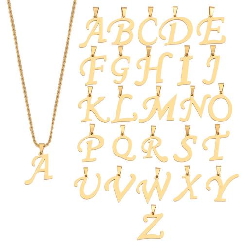 Edelstahl Schmuck Halskette, 304 Edelstahl, Alphabet-Buchstabe, Vakuum-Ionen-Beschichtung, verschiedene Stile für Wahl & für Frau, keine, verkauft von PC