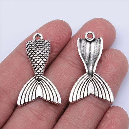 Zinc Alloy Jewelry Pendants, Mermaid tail, antique silver color plated, DIY 