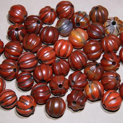 Agate Beads, Pumpkin, random style & DIY, red, beads length 17-20mm 